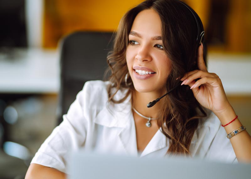 Support staff with a headset on